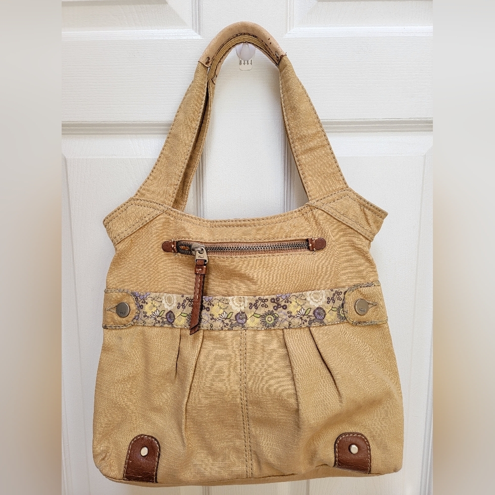 Fossil Vintage Hobo Canvas Floral Shoulder Bag